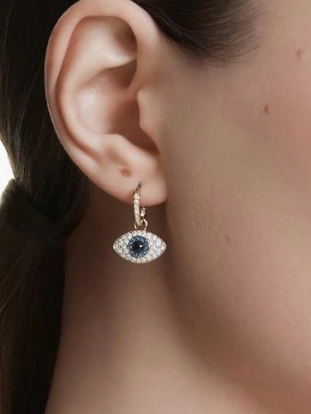 Swarovski Blue and Silver Eye Earrings